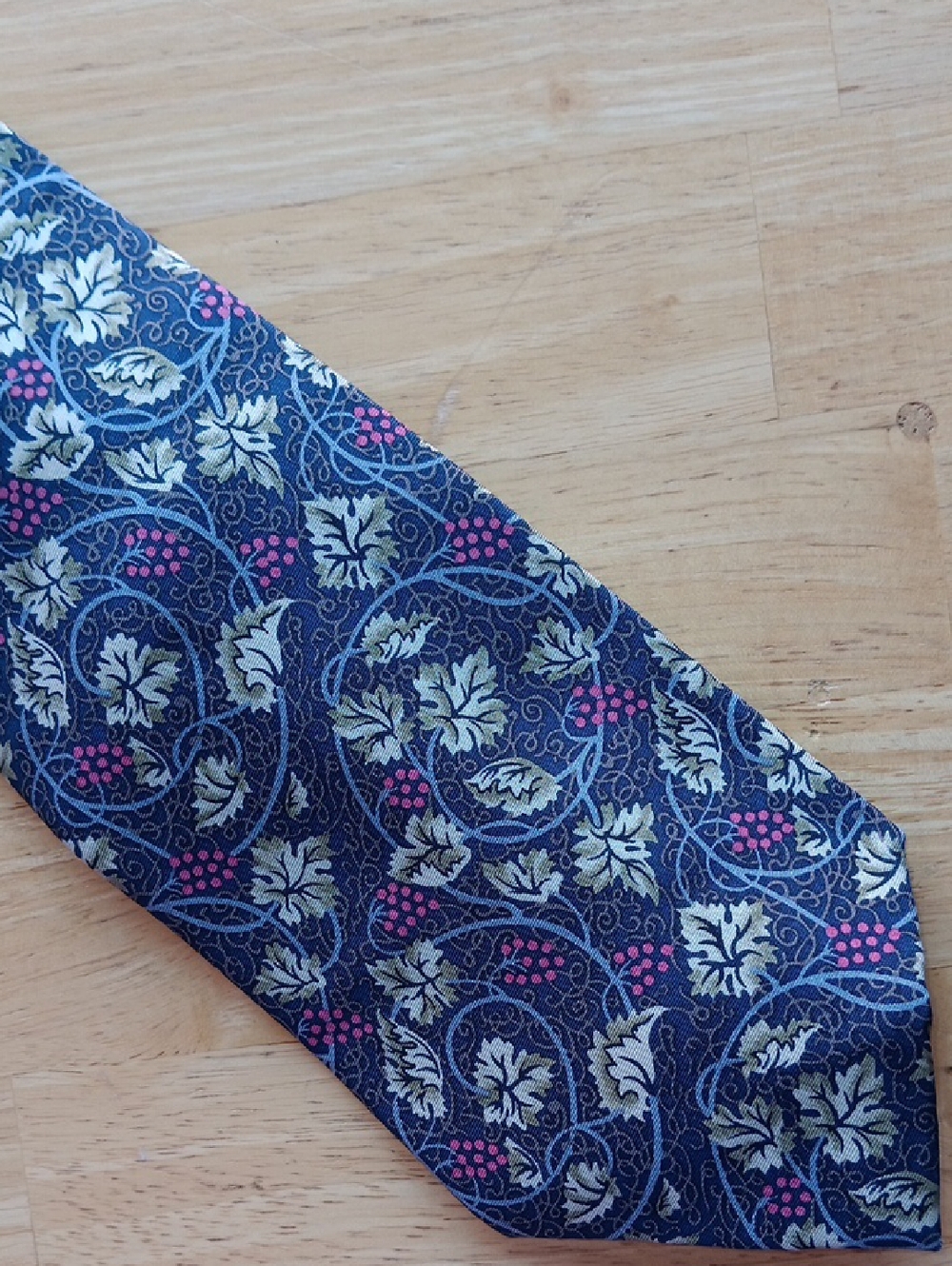MFA Boston Classic Floral Navy Silk *PRINT* Tie with Pink Accents